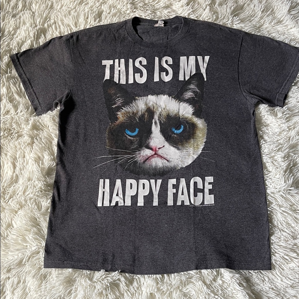 Delta Black 'This Is My Happy Face' Cat Graphic Tee